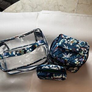 Vera Bradley Floral Bursts Clear Cosmetic Bag Set